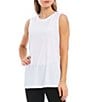 Color:White - Image 1 - Crepe Luxe Sleeveless Round Neck Tank