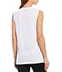 Color:White - Image 2 - Crepe Luxe Sleeveless Round Neck Tank