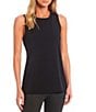 Color:Black - Image 1 - Crepe Luxe Sleeveless Round Neck Tank