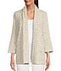 Color:Oatmeal - Image 1 - Solid Texture Knit Shawl Collar 3/4 Sleeve Patch Pocket Kimono Jacket