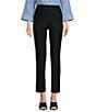 Color:Black - Image 1 - Solid Woven Skinny Leg No Waist Pull-On Ankle Pants