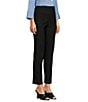 Color:Black - Image 3 - Solid Woven Skinny Leg No Waist Pull-On Ankle Pants