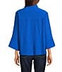 Ali Miles Stand Collar 3/4 Sleeve Hi-Low Hem Button-Front Jacket, Color:Royal - Image 2