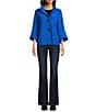 Ali Miles Stand Collar 3/4 Sleeve Hi-Low Hem Button-Front Jacket, Color:Royal - Image 3
