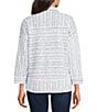 Ali Miles Strayed Linear Dot Point Collar 3/4 Sleeve Pop-Over Top - Image 2