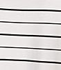 Color:Black Stripe - Image 6 - Stretch Knit Stripe Print Round Neck 3/4 Sleeve High-Low Hem Tunic