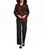 Ali Miles Texture Knit Flat Front Wide Leg Ankle Length Pull On Pants - Image 3