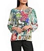 Ali Miles Texture Knit Round Neck 3/4 Sleeve Blouse - Image 1