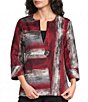Ali Miles Texture Woven Split Neck 3/4 Sleeve Hi-Low Hem Jacket - Image 1