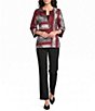 Ali Miles Texture Woven Split Neck 3/4 Sleeve Hi-Low Hem Jacket - Image 3