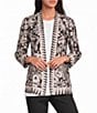 Ali Miles Textured Knit Abstract Floral Multi Print 3/4 Sleeve Reversible Open-Front Kimono Jacket - Image 1