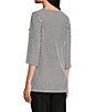 Color:Black - Image 5 - Textured Knit Round Neck 3/4 Sleeve Tunic
