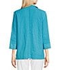 Ali Miles Textured Wire Collar 3/4 Sleeve Button Front Tunic, Color:Aqua - Image 2