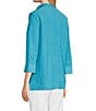 Ali Miles Textured Wire Collar 3/4 Sleeve Button Front Tunic, Color:Aqua - Image 4