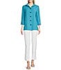 Ali Miles Textured Wire Collar 3/4 Sleeve Button Front Tunic, Color:Aqua - Image 5