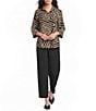 Ali Miles Textured Woven Elastic Waistband Pull On Pants - Image 3