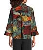 Ali Miles Textured Woven Abstract Multi Print Wire Collar 3/4 Sleeve Button Front Top - Image 2