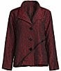 Ali Miles Textured Woven Jacquard Point Collar Long Sleeve Button Front Jacket - Image 5