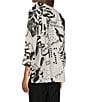 Ali Miles Black White Print Wire Collar 3/4 Sleeve Button Front Tunic, Color:Black White - Image 4