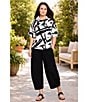 Ali Miles Woven Abstract Cowl Neck Short Dolman Sleeve Pullover Top - Image 6