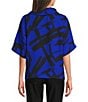 Ali Miles Woven Abstract Cowl Neck Short Dolman Sleeve Pullover Top - Image 2