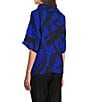 Ali Miles Woven Abstract Cowl Neck Short Dolman Sleeve Pullover Top - Image 4