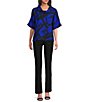 Ali Miles Woven Abstract Cowl Neck Short Dolman Sleeve Pullover Top - Image 5