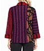 Ali Miles Woven Abstract Mix Media Stand Collar Long Sleeve Button Front Jacket - Image 2
