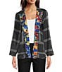 Ali Miles Woven Abstract Multi Print Stand Collar Long Sleeve Reversible Jacket, Color:Abstract Multi - Image 2