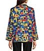 Ali Miles Woven Abstract Multi Print Stand Collar Long Sleeve Reversible Jacket, Color:Abstract Multi - Image 3