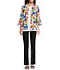 Ali Miles Woven Abstract Multi Wire Collar 3/4 Flounce Sleeve Button Front Jacket - Image 5