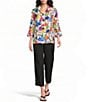 Ali Miles Woven Abstract Multi Wire Collar 3/4 Flounce Sleeve Button Front Jacket - Image 4