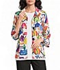 Ali Miles Woven Abstract Multi Wire Collar 3/4 Flounce Sleeve Button Front Jacket - Image 1