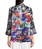 Ali Miles Woven Abstract Multi Wire Collar 3/4 Sleeve Button Front Jacket, Color:Abstract Multi - Image 3