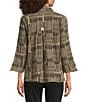 Ali Miles Woven Abstract Print Crinkle Woven Point Neck 3/4 Sleeve Button Front Tunic - Image 6