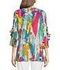 Color:Abstract Multi - Image 2 - Woven Abstract Print Drop Shoulder Crew Neck Short Sleeve Tunic
