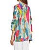 Color:Abstract Multi - Image 4 - Woven Abstract Print Drop Shoulder Crew Neck Short Sleeve Tunic