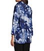 Ali Miles Woven Abstract Print Wire Collar 3/4 Sleeve Hi-Low Hem Button Front Tunic, Color:Night Fall - Image 4