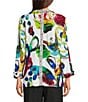 Ali Miles Woven Abstract Round Neck 3/4 Cuffed Sleeve Blouse - Image 2