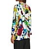 Ali Miles Woven Abstract Round Neck 3/4 Cuffed Sleeve Blouse - Image 4