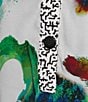 Ali Miles Woven Abstract Round Neck 3/4 Cuffed Sleeve Blouse - Image 6