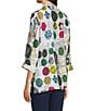 Ali Miles Woven All Over Multi Colored Dots Stand Collar 3/4 Sleeve Button Front Jacket - Image 4