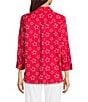 Ali Miles Woven Allover Star Print Point Collar 3/4 Cuffed Sleeve Button Front Tunic, Color:Star Multi - Image 2