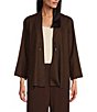 Ali Miles Woven Band Neck 3/4 Sleeve Single Button Coordinating Jacket - Image 1