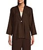 Ali Miles Woven Band Neck 3/4 Sleeve Single Button Coordinating Jacket - Image 2