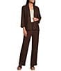 Ali Miles Woven Band Neck 3/4 Sleeve Single Button Coordinating Jacket - Image 4