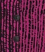 Ali Miles Woven Black Stroke Print Point Collar 3/4 Sleeve Button Front Tunic, Color:Magenta - Image 10