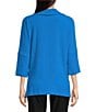 Color:Blue - Image 2 - Woven Cowl Neck 3/4 Sleeve Tunic