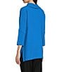 Color:Blue - Image 3 - Woven Cowl Neck 3/4 Sleeve Tunic