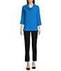 Color:Blue - Image 5 - Woven Cowl Neck 3/4 Sleeve Tunic